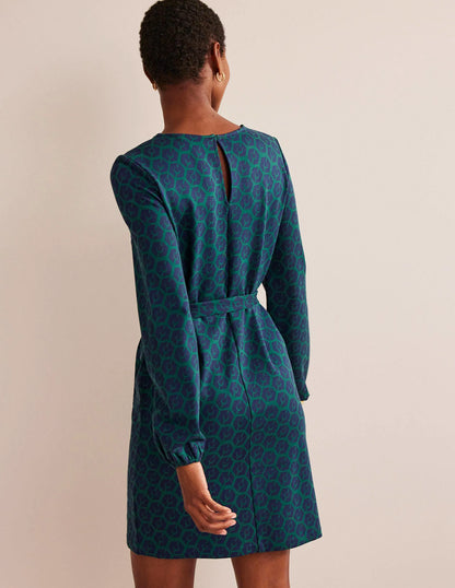 Violet Ponte Shift Dress-Emerald Night, Reverie