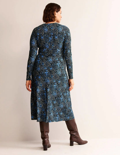 Elodie Empire Midi Dress-Emerald Night, Botanic Terrace