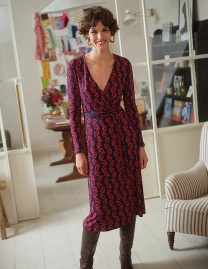 Nina Jersey Midi Dress-French Navy, Abstract Terrace