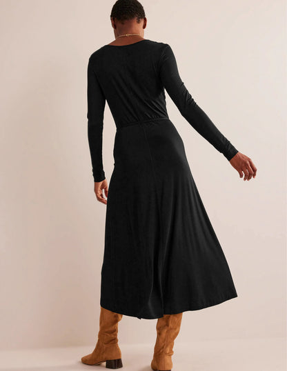 Lucy Jersey Midi Dress-Black