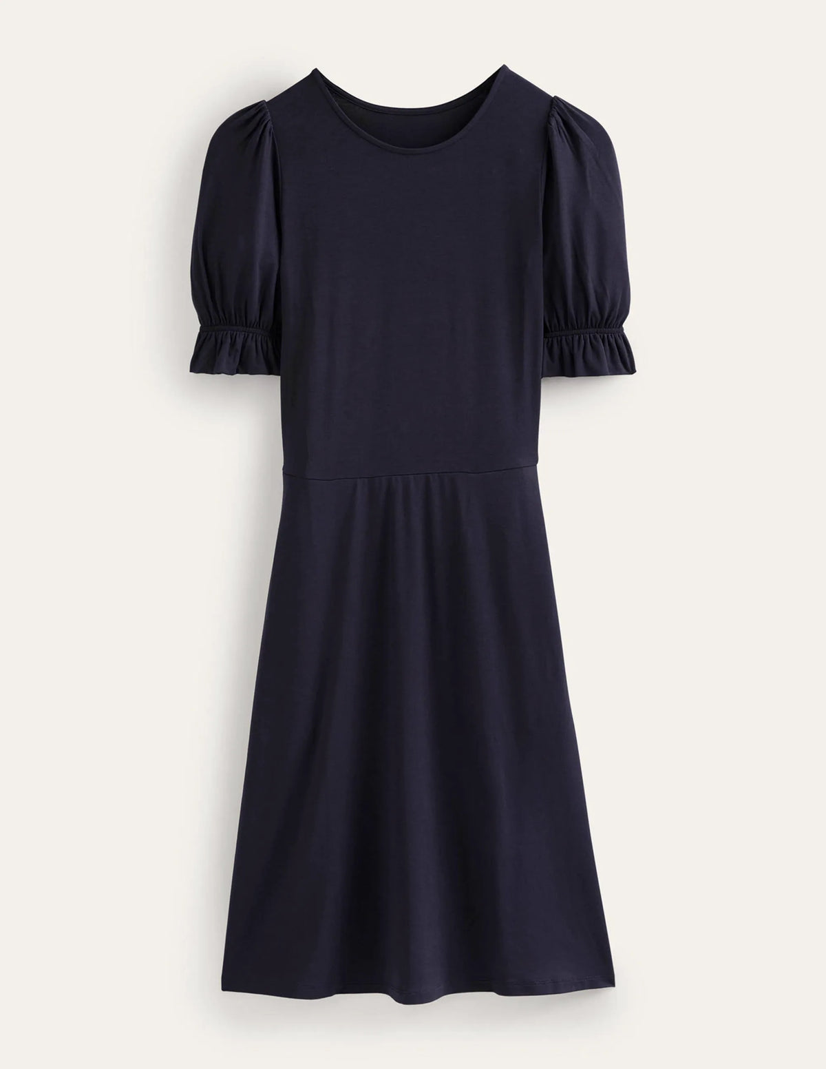 Puff Sleeve Jersey Mini Dress-Navy