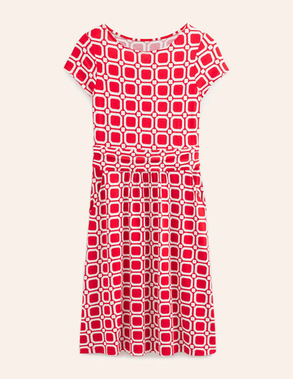 Amelie Jersey Dress-Hot Pepper, Block Cube