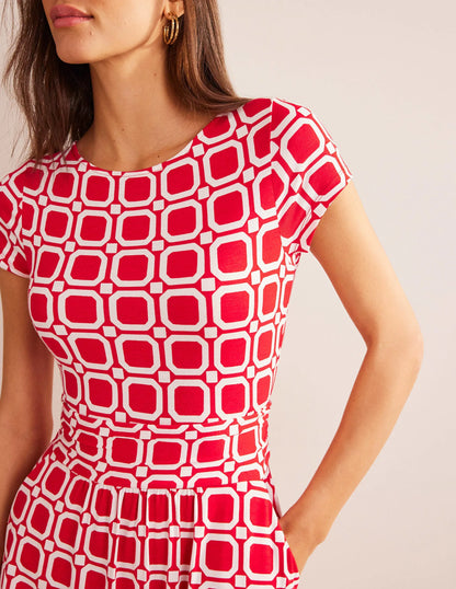 Amelie Jersey Dress-Hot Pepper, Block Cube