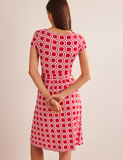 Amelie Jersey Dress-Hot Pepper, Block Cube