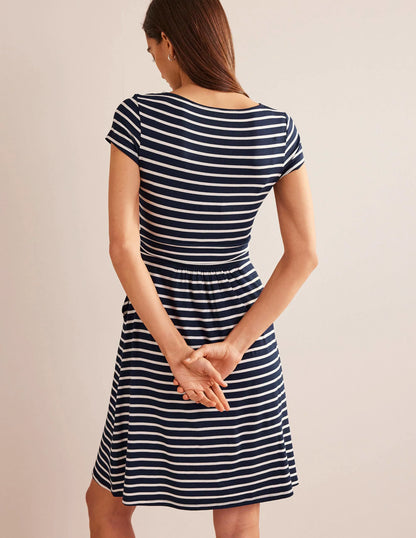 Amelie Jersey Dress-Navy/Ivory