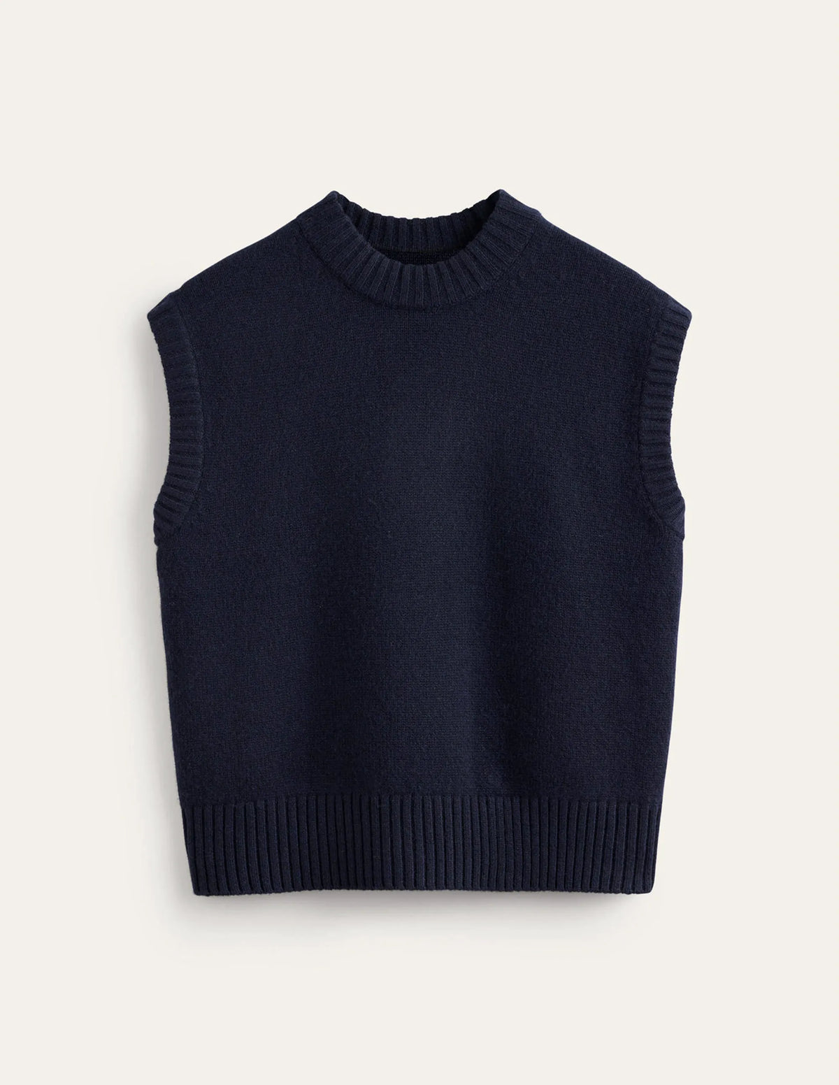 Chunky Cashmere Crew Neck Vest-navy