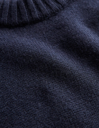 Chunky Cashmere Crew Neck Vest-navy