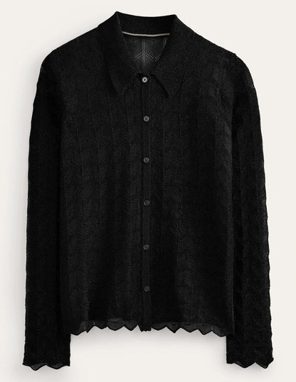 Knitted Beach Shirt-Metallic Black
