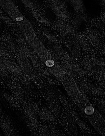 Knitted Beach Shirt-Metallic Black
