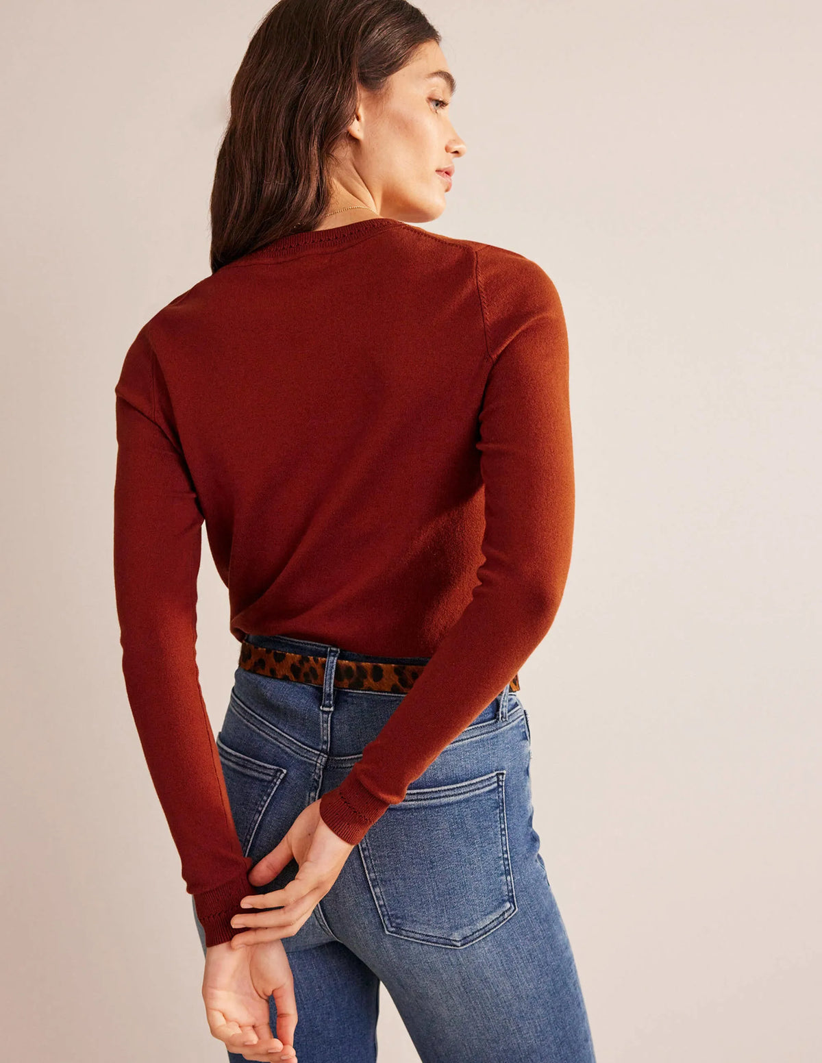 Catriona Cotton Crew Jumper-Chestnut Brown