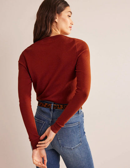 Catriona Cotton Crew Jumper-Chestnut Brown