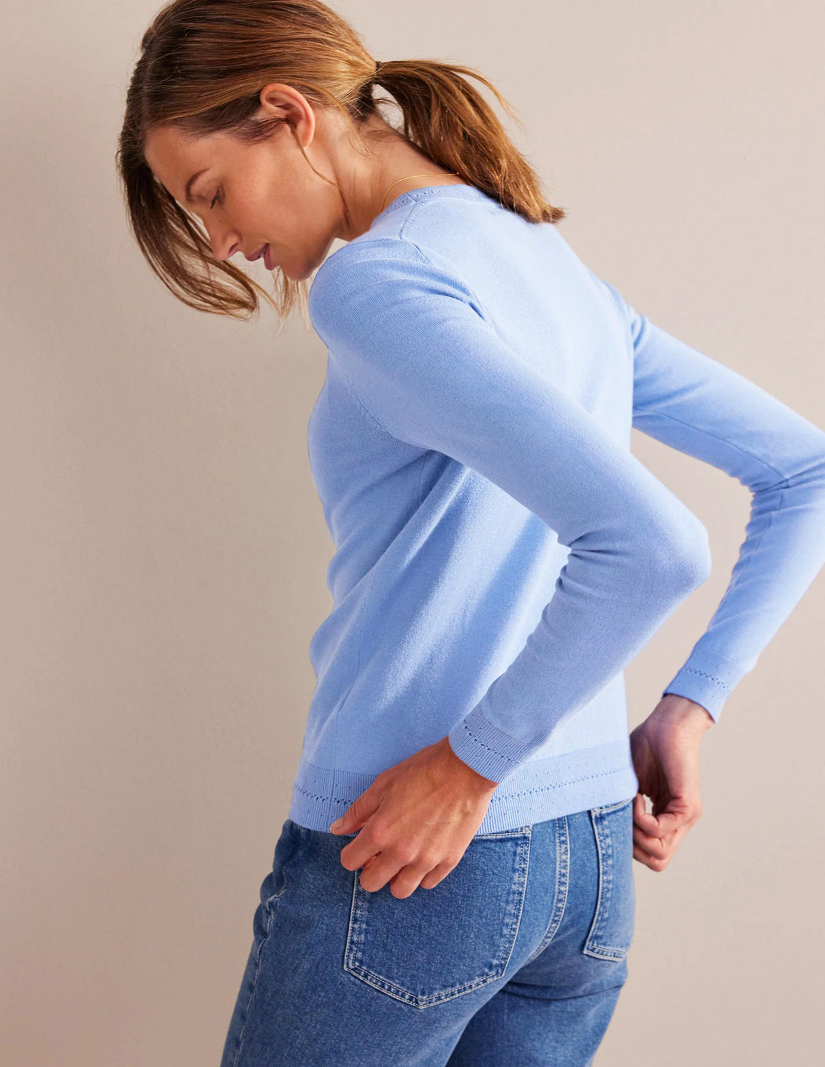 Catriona Cotton Crew Jumper-Marina