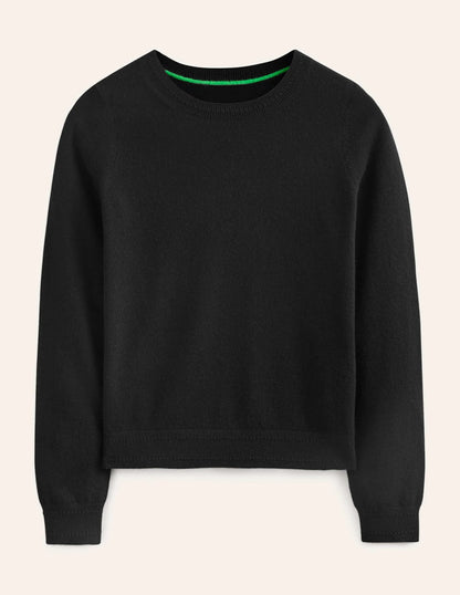 Eva Cashmere Crew Neck Sweater-Black