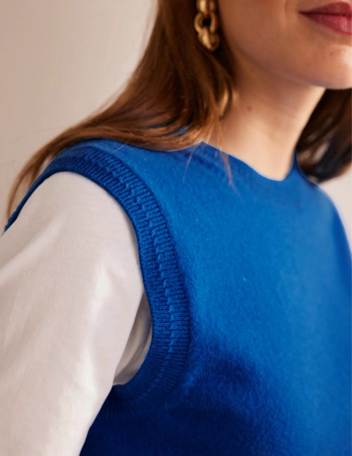 Eva Cashmere Vest-Cyan