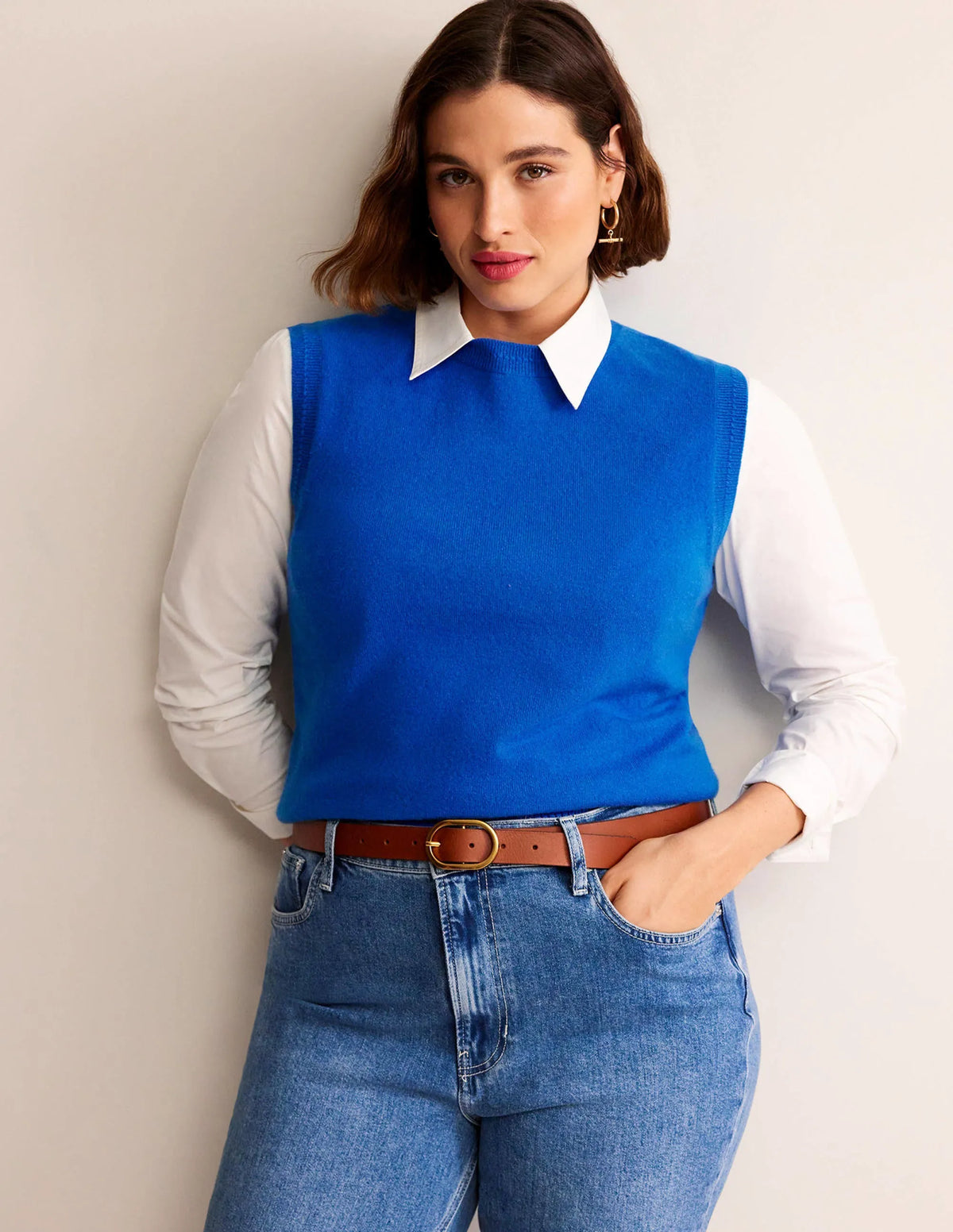 Eva Cashmere Vest-Cyan