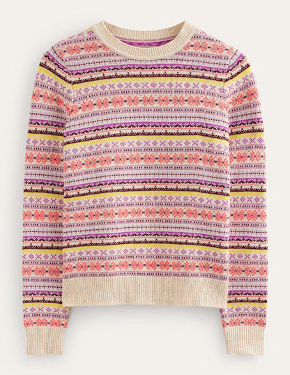 Edie Fair Isle Sweater-Chalky Pink Fair Isle