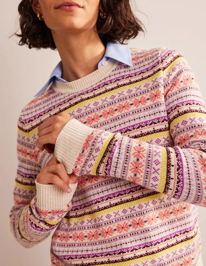 Edie Fair Isle Sweater-Chalky Pink Fair Isle