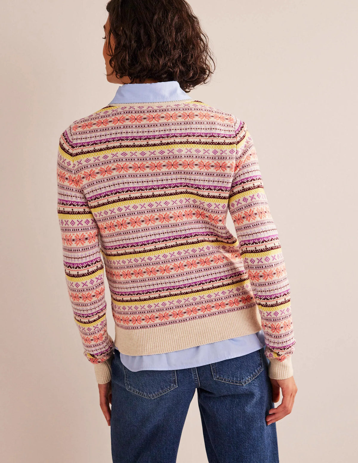 Edie Fair Isle Sweater-Chalky Pink Fair Isle