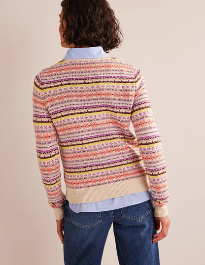 Edie Fair Isle Sweater-Chalky Pink Fair Isle