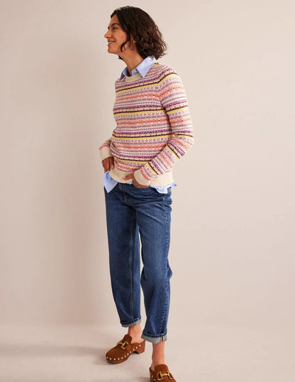 Edie Fair Isle Sweater-Chalky Pink Fair Isle