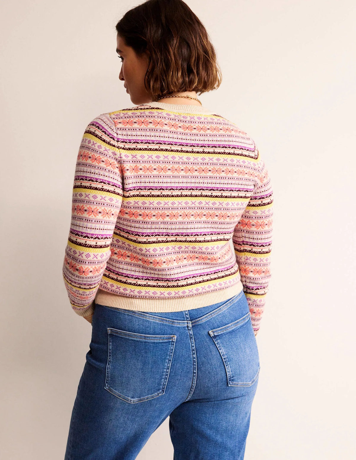 Edie Fair Isle Sweater-Chalky Pink Fair Isle