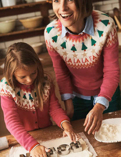 Edie Fair Isle Sweater-Vibrant Pink Fair Isle