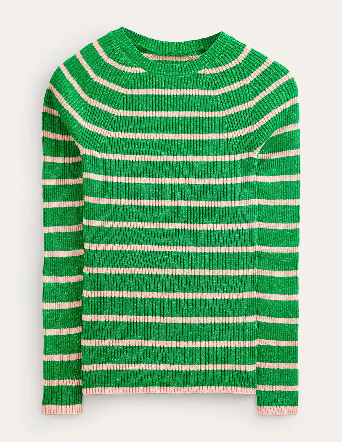 Effie Sparkle Stripe Sweater-Meadow Green, Chalky Pink
