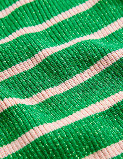 Effie Sparkle Stripe Sweater-Meadow Green, Chalky Pink