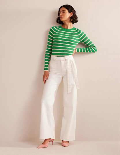 Effie Sparkle Stripe Sweater-Meadow Green, Chalky Pink
