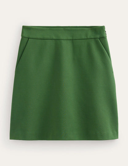 Ponte A-line Mini Skirt-Winter Green