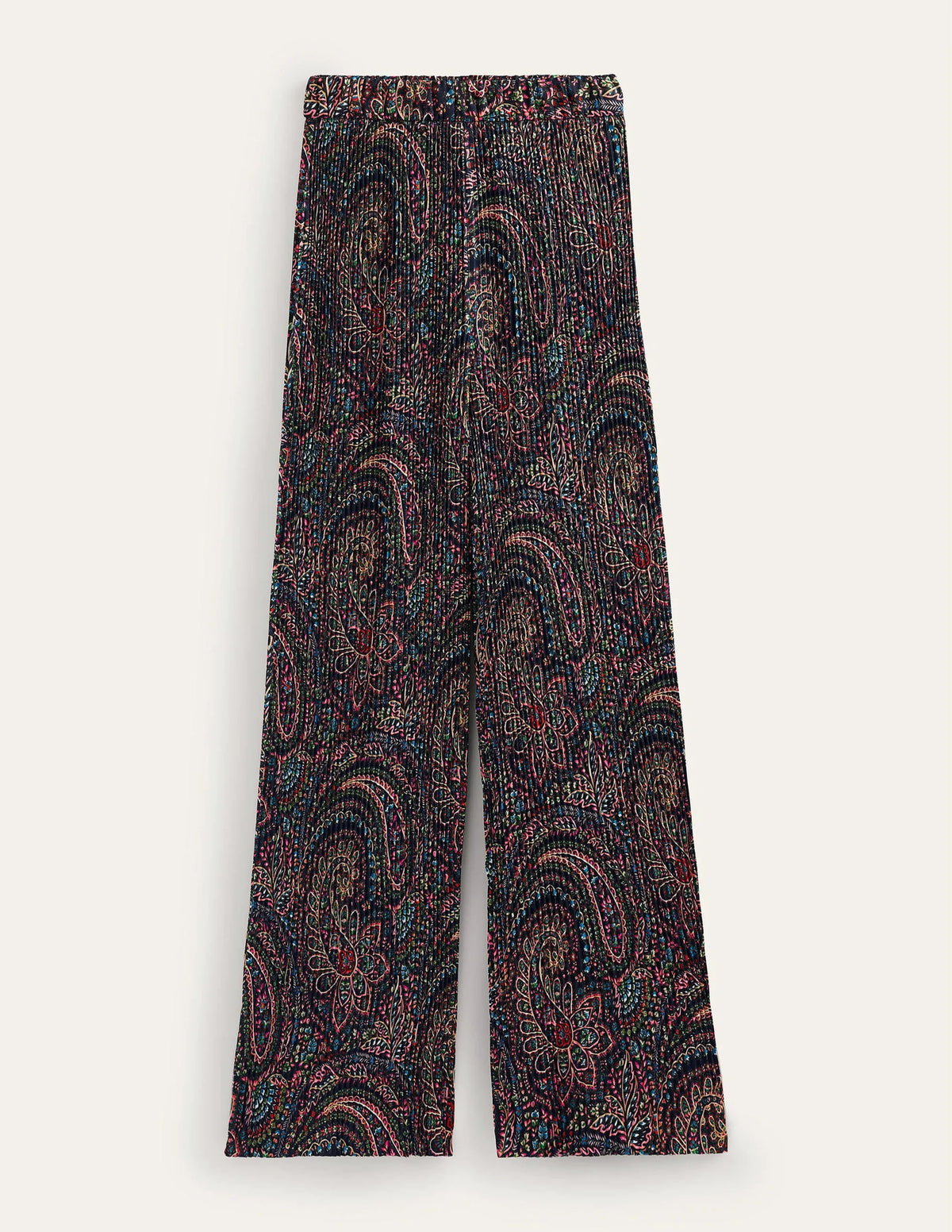 Plisse Satin Wide Leg Trousers-Light Navy, Palace