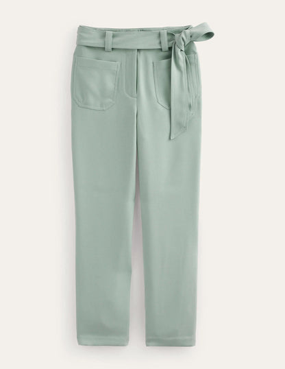 Tie-Waist Tapered Pants-Iceberg Green