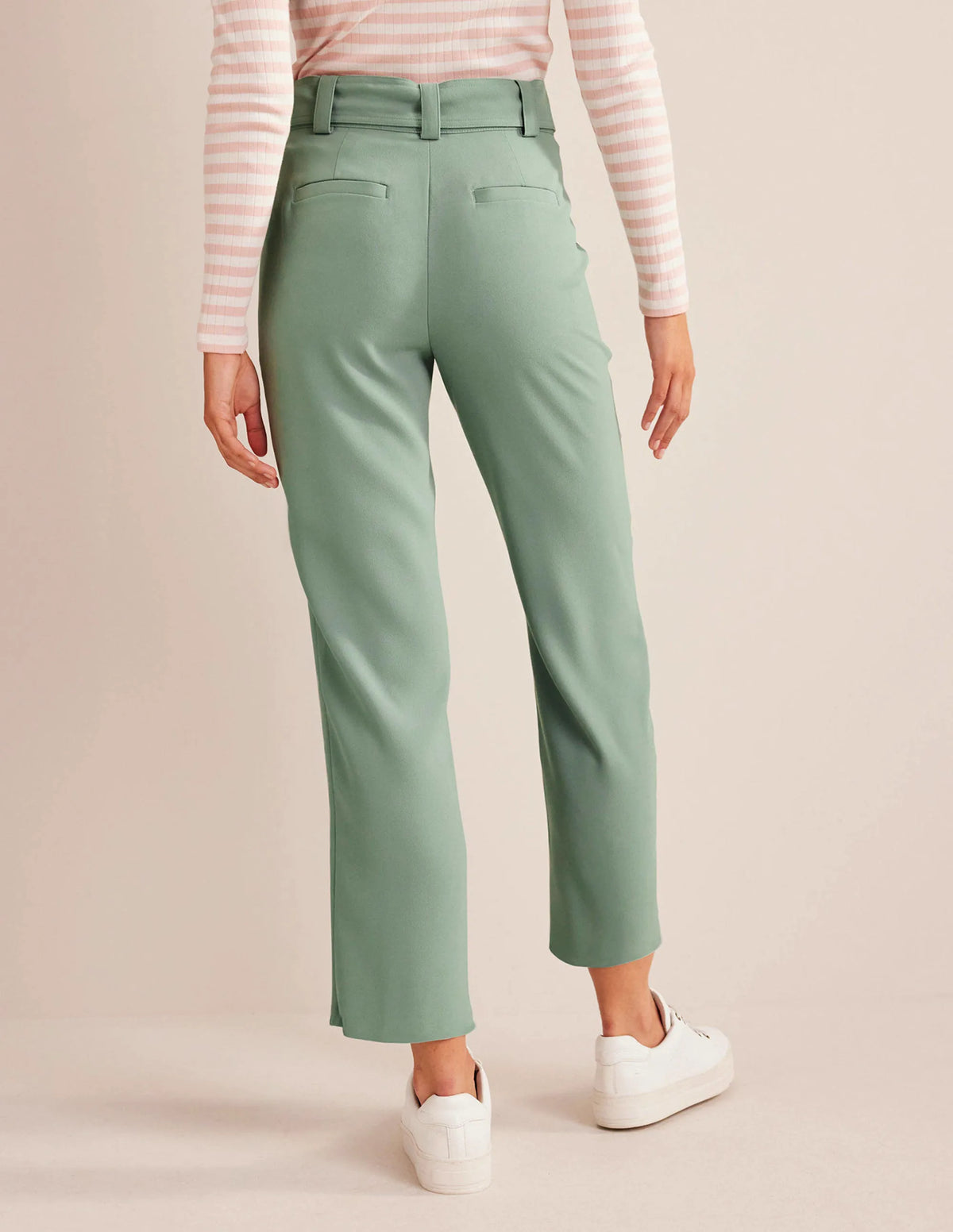 Tie-Waist Tapered Pants-Iceberg Green