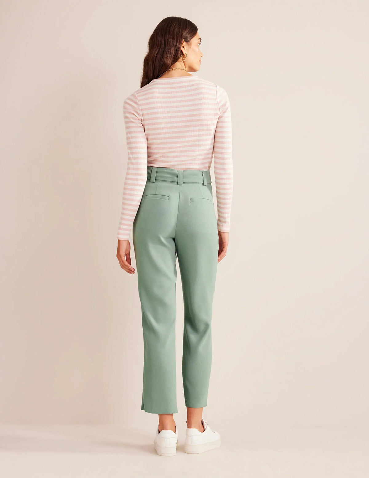 Tie-Waist Tapered Pants-Iceberg Green