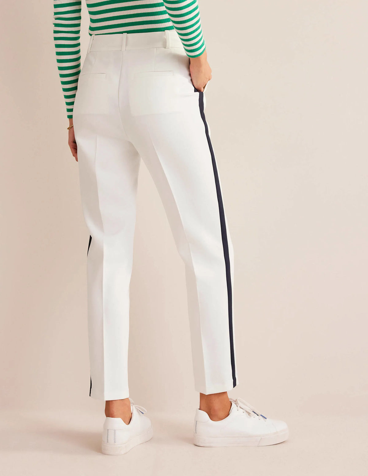 Kew Side Stripe Pants-Ivory w/side stripe