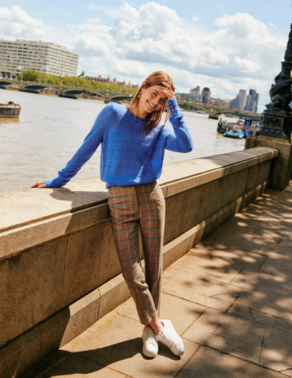 Westbourne Wool Pants-Camel and Pink Prince of Wales