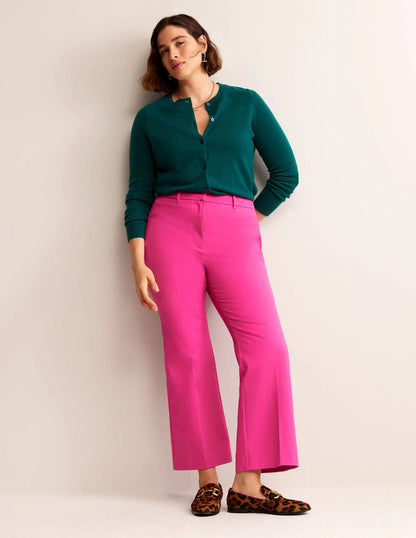 Bi-Stretch Crop Flare Pants-Magenta