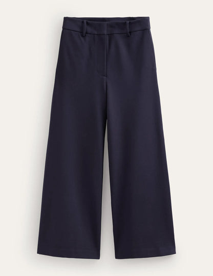 Wide-Leg Ponte Culottes-Navy