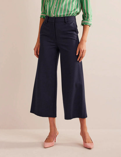 Wide-Leg Ponte Culottes-Navy