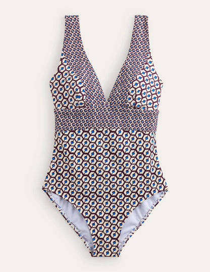 Porto V-neck Swimsuit-Dark Burgundy, Reverie