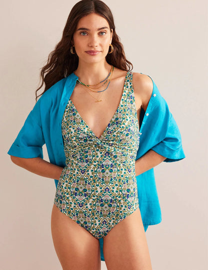 Twist Classic Swimsuit-River Reed, Vine Terrace