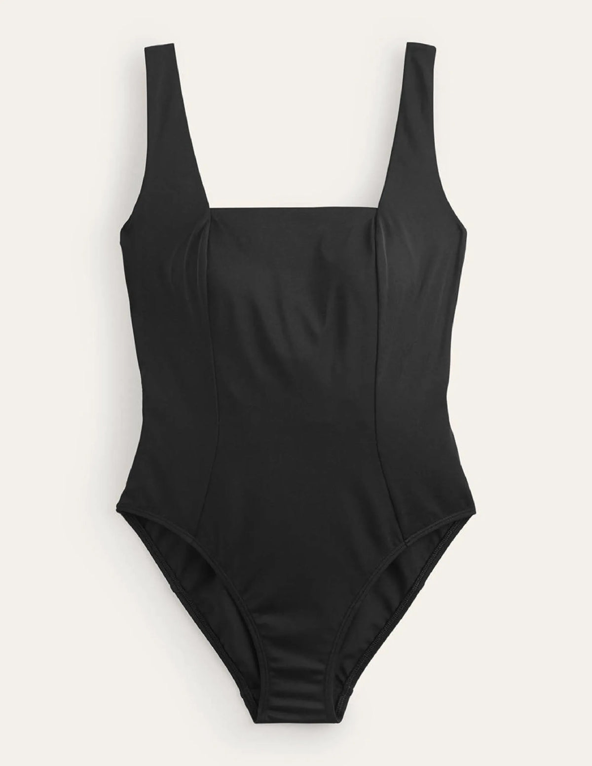 Square-Neck Panelled Swimsuit-Black