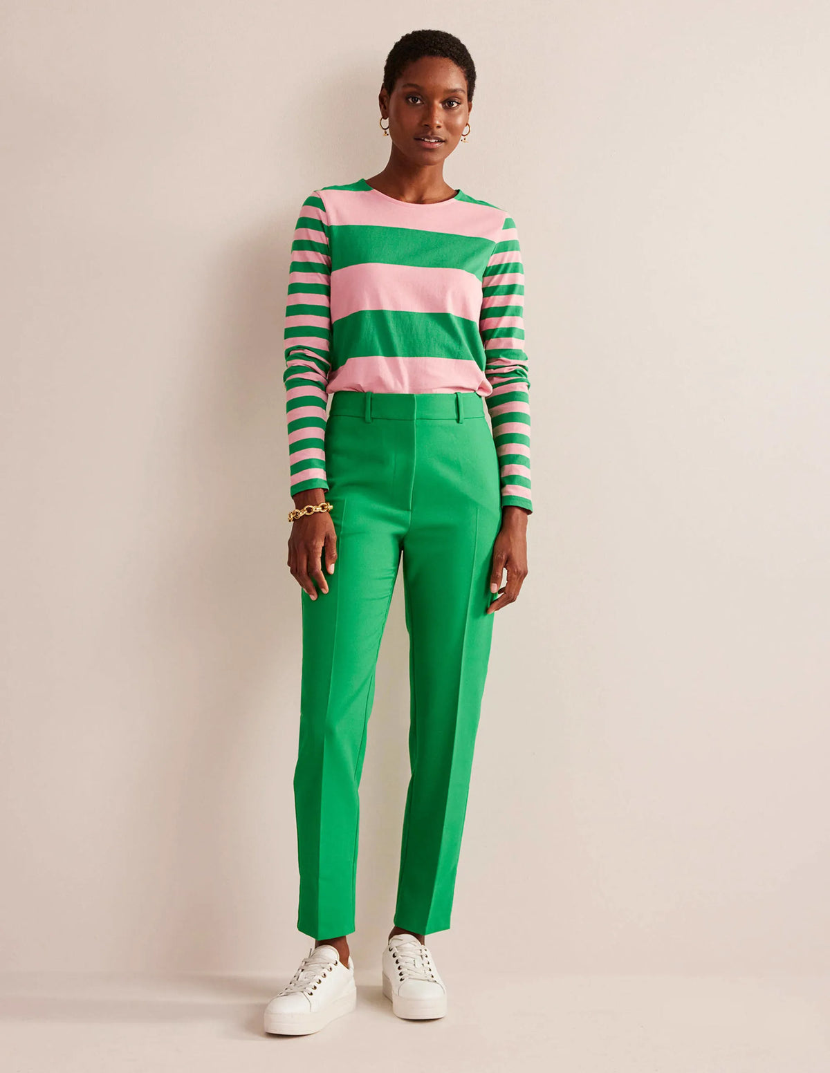 Bea Long Sleeve Breton-Pink, Green Hotch