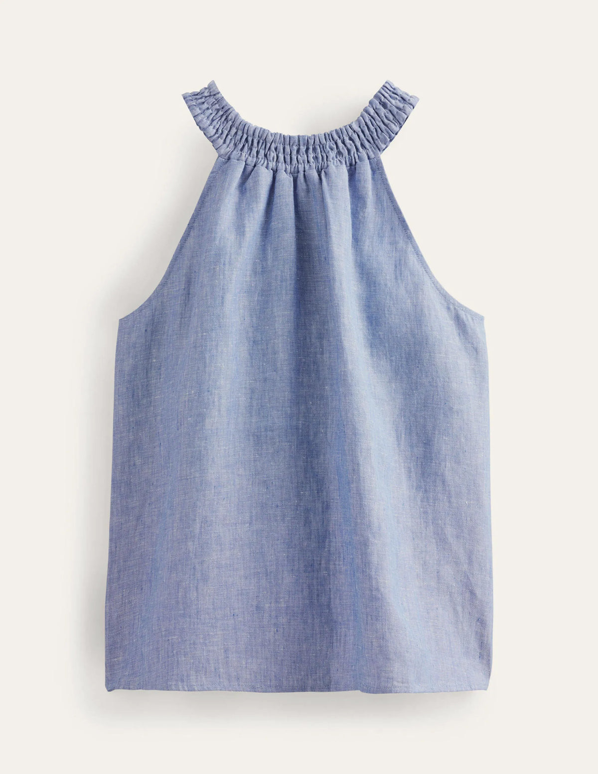 Linen Smocked Halter Top-Chambray