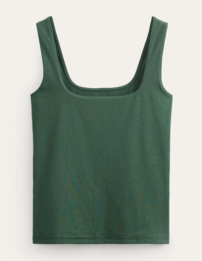 Double Layer Square Neck Tank-Chatsworth Green