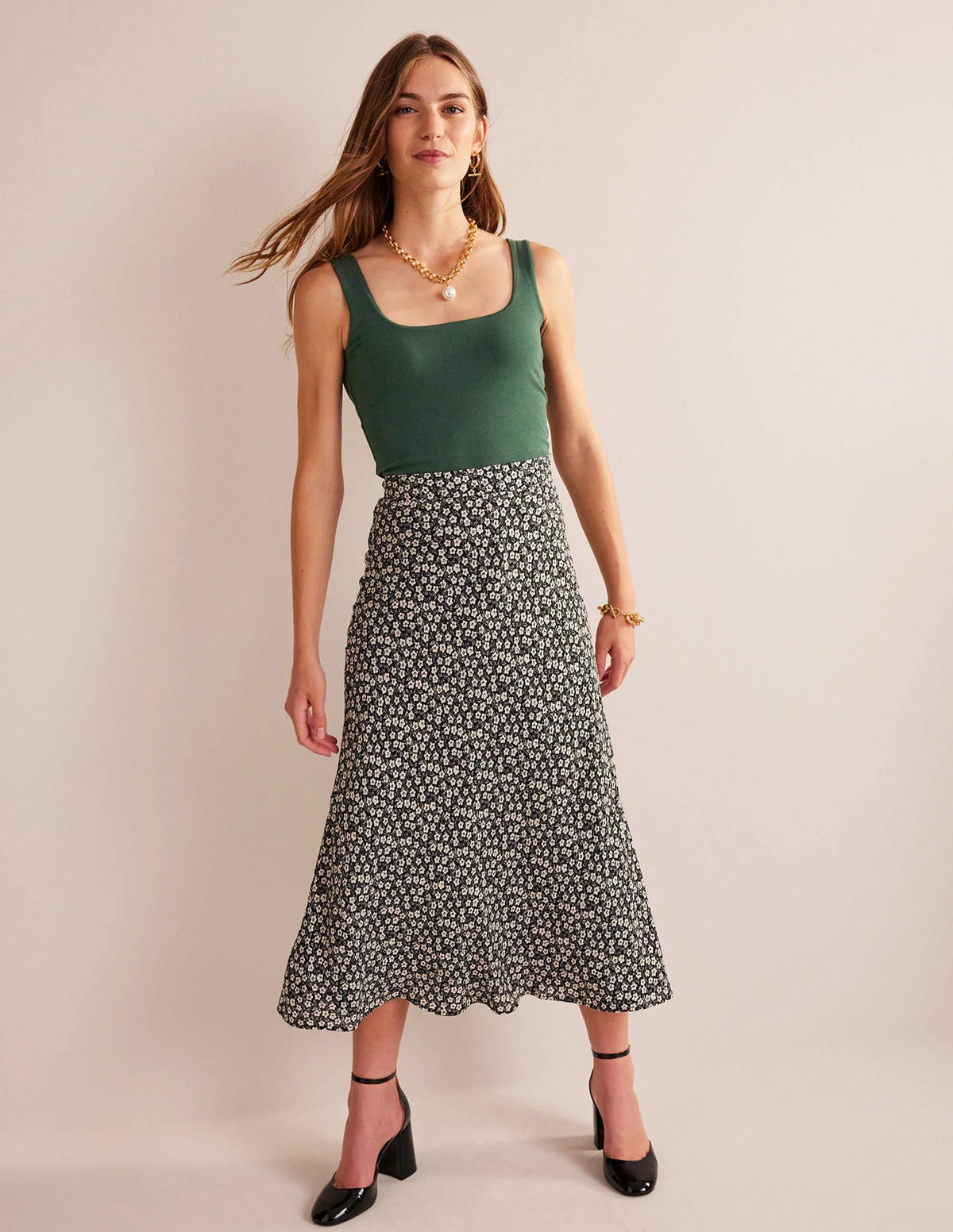 Double Layer Square Neck Tank-Chatsworth Green