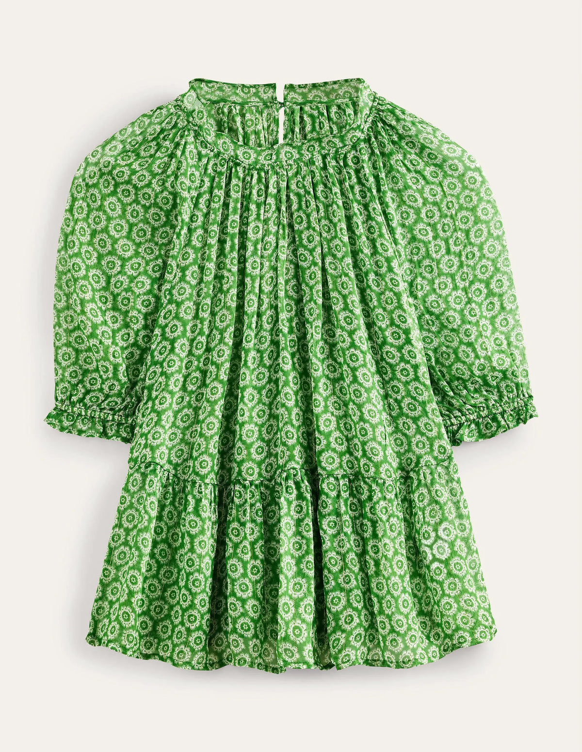 Gathered Sparkle Georgette Top-Lime, Sunrise Pop