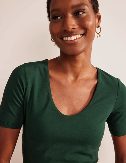 Double Layer Short Sleeve Top-Chatsworth Green