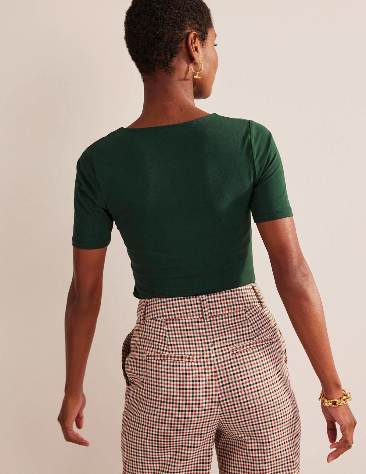Double Layer Short Sleeve Top-Chatsworth Green