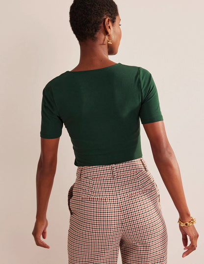 Double Layer Short Sleeve Top-Chatsworth Green